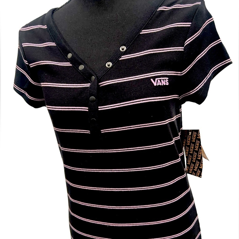 ❤️ NWT - Dark Blue/pink striped VANS ribbed dress